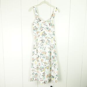 VTG Ms. Lisa Dress SZ M Fit and Flare Knee Length Beach Vacation White Pastel